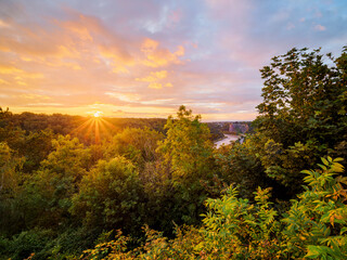 Avon Gorge at sunset, elevated view, Bristol, England, United Kingdom