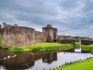 Caerphilly Castle and Moat, Caerphilly, Wales, United Kingdom