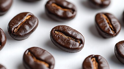 Obraz premium Roasted Coffee Beans Close Up Macro Photography