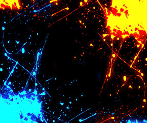 Paints in the style of fire and water