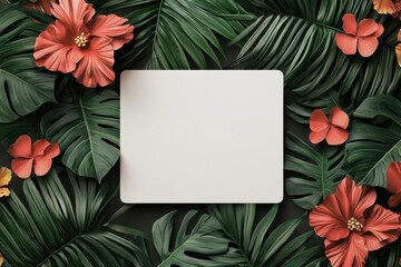 Obraz premium Artistic depiction of a blank white welcome sign standing in a garden, with soft sunlight filtering through the trees, Garden welcome sign, Outdoor event setting