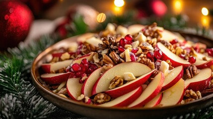 Mexican Ensalada de Manzana, holiday apple salad with creamy dressing and nuts, Christmas vibes