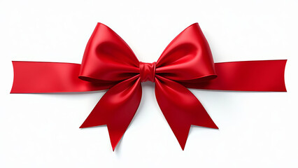Christmas Satin Ribbon with Bow Isolated on White Background.