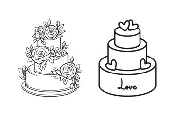 A Cake Adorned with Blooming Roses, A Simple Cake with Hearts and Romance.