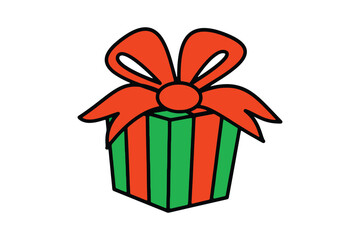Christmas gift box cartoon-style illustration.