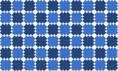 Spike block, Seamless Background texture in geometric ornamental style, two tone blue block square checkerboard repeat pattern, replete image, design for fabric printing, star grid cross 