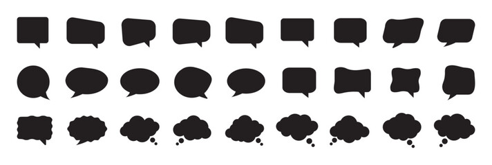 Dialogue box silhouette vector set. Talk bubble. Chat message speech bubble. Different  Cloud Speech bubbles for talk, dialogue, decoration _ Vector illustration