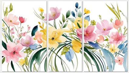 Set of three modern 3D wall art panels
