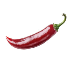 a red chili pepper, vivid color with smooth texture, isolated on white background