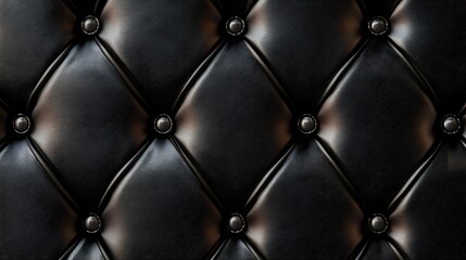 Naklejka premium luxury buttoned sepia black leather background, generative ai