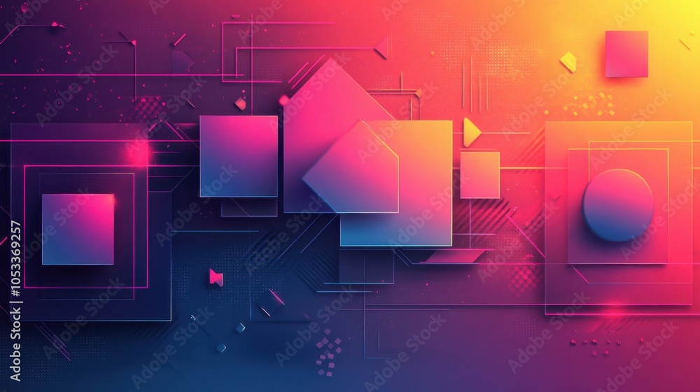 Poster gradient background with geometric shapes