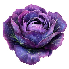 Obraz premium a vibrant cabbage, layered purple leaves, high-detail, isolated on white background