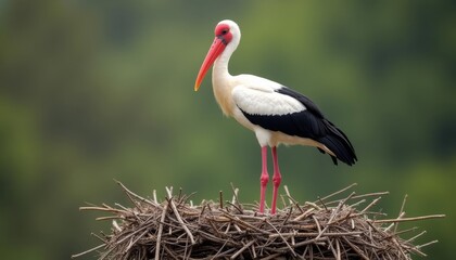 Majestic stork guardian of the nest