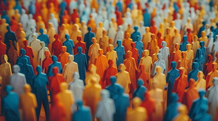 Obraz premium Paper cut out of a large crowd of people standing together. Diverse community and teamwork concept