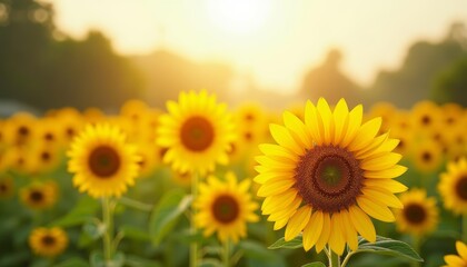 Fototapeta premium Bright and Beautiful Sunflower Field