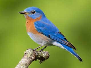 Obraz premium Eastern Bluebird Perched on Branch with Bright Blue Plumage and Soft Natural Blur Background