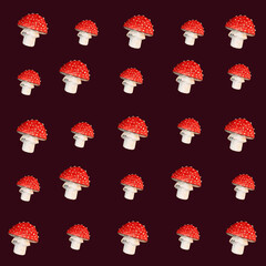 Watercolor Amanita Mushroom Pattern: Whimsical Forest Design