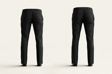 Black classic pants back view on light background
