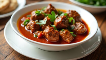  Delicious meatballs simmering in a rich tomato sauce