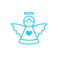 Angel icon. Isolated on white background. From blue icon set