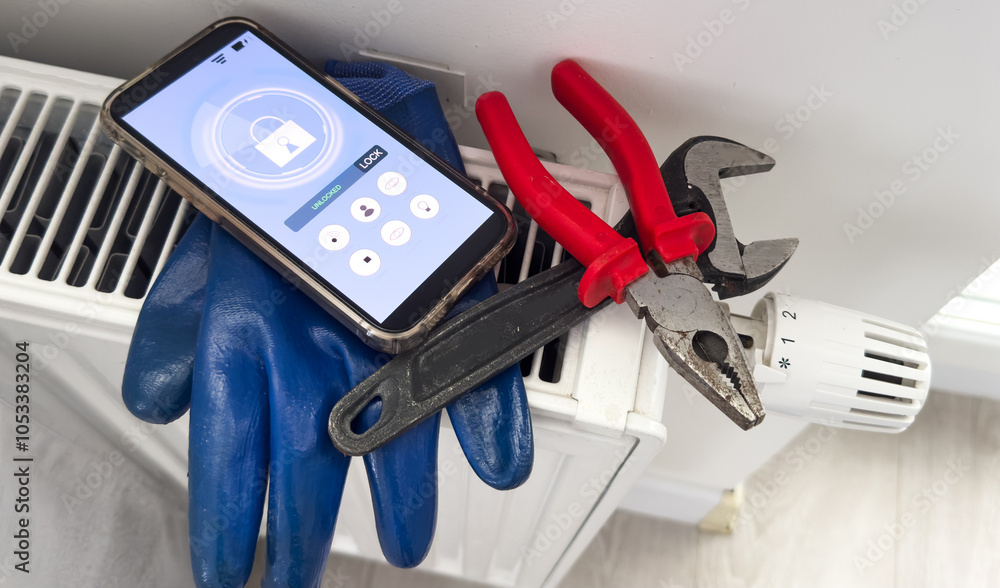 Aufkleber application for managing connected thermostatic heads. the app indicates the name of each room with 