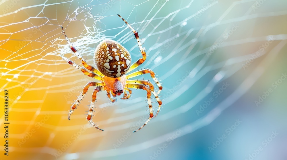Poster spider in a web, isolated to focus on intricate web design