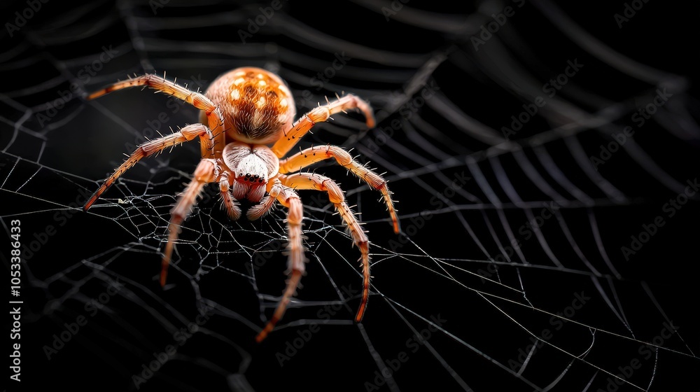 Poster spider in a web, isolated to focus on intricate web design