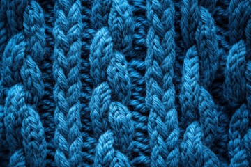 Textured Blue Knit Fabric with Intricate Patterns