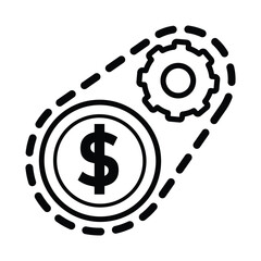 Coin icon. Finance gear. money management icons, business and finance icons. outline design style. for financial education, web, management. vector design template