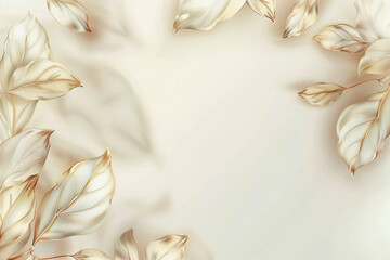 bay leaves made of gold in, space for text, golden laurel wreath
