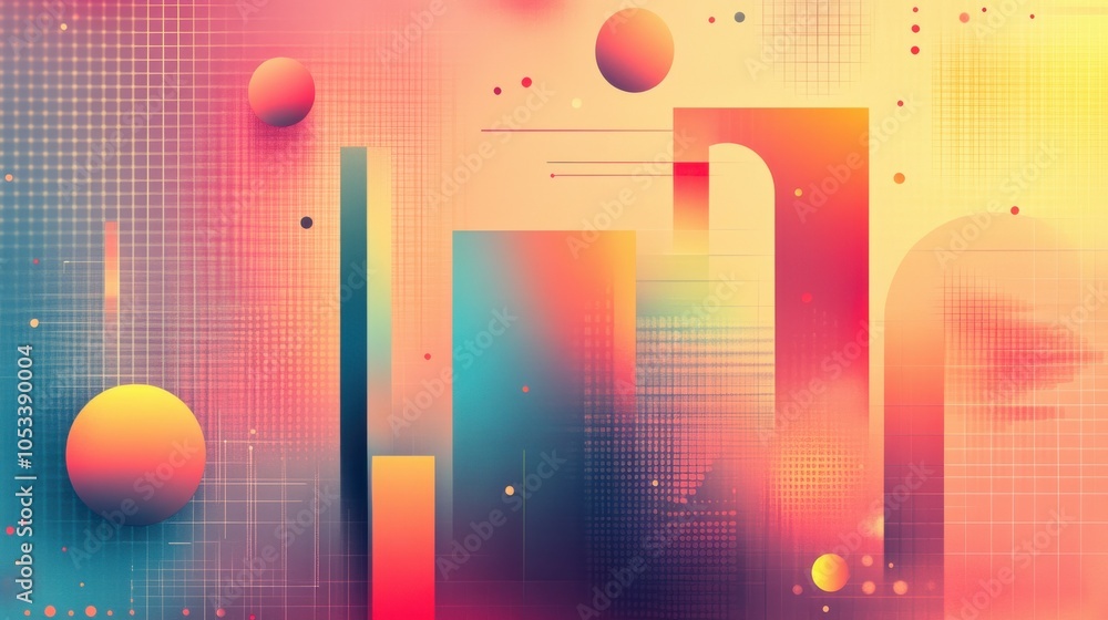 Poster gradient background with geometric shapes