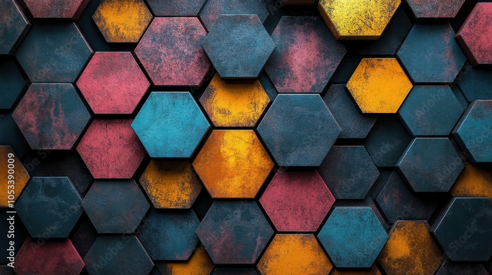 Poster geometric pattern with hexagons