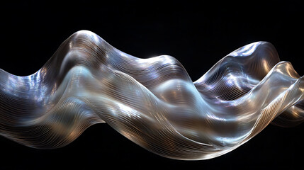 Abstract representation of wave like form, illuminated and flowing gracefully