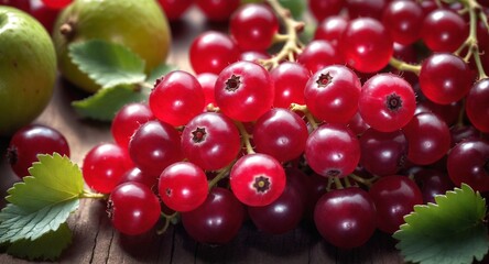 Red currant in garden. Nature, organic food and gardening