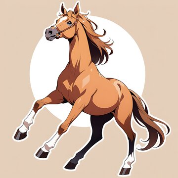 recommend clip art: Galloping running brown horse vector illustration