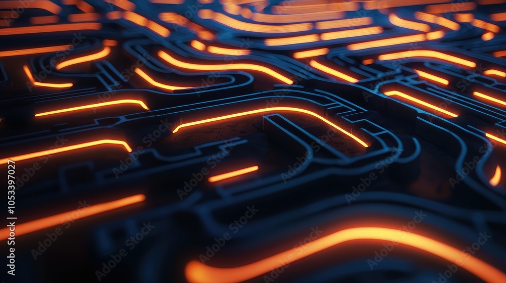 Poster artistic representation of glowing line patterns