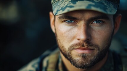 Obraz premium Man with a military uniform, looking honorable