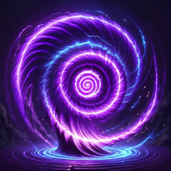 Naklejka premium A swirling vortex of purple and blue energy, creating a mesmerizing abstract pattern with a dark background. The vortex has a center with a smaller spiral, giving the image a sense of depth.