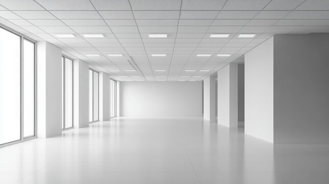 Modern ceiling design featuring halogen lights in a bare room.