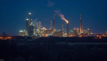  Industrial Nightscape  A citys heart beats with the glow of its factories