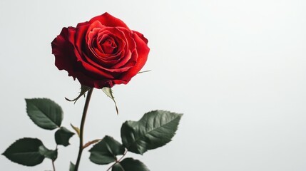 Isolated red rose on white background