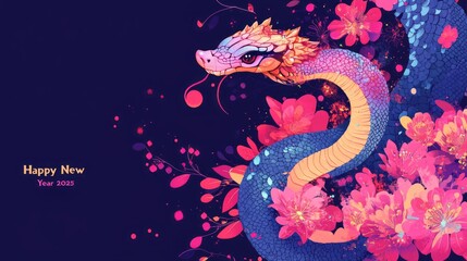Happy New Year 2025 – Year of the Snake Celebration with Elegant Chinese-Inspired Design