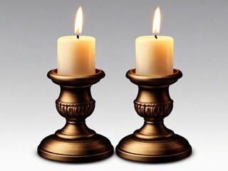 Fototapeta premium Charming Candlestick with Burning Candle PNG