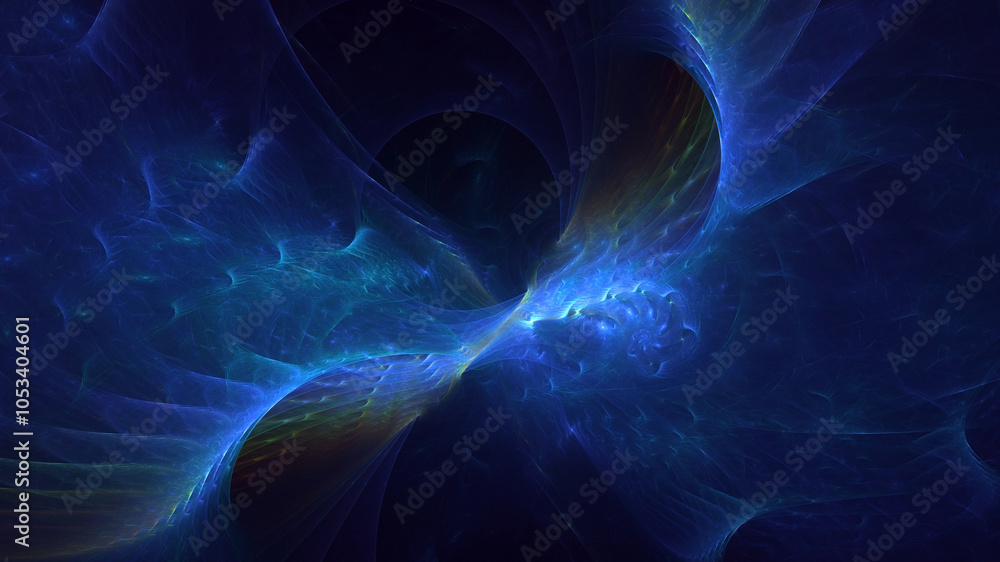 Poster 3d manual rendering abstract blue fractal light background. its not ai generatd illustration.
