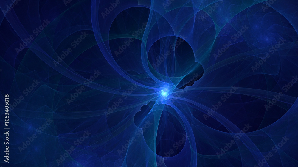 Poster 3d manual rendering abstract blue fractal light background. its not ai generatd illustration.