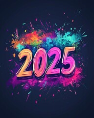 2025 typography design concept.Happy new year 2025 cover design with stylish and nice colors for banners, posters and greetings