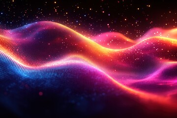 Obraz premium Abstract glowing wave with sparkling particles.