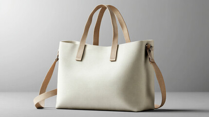 beige cream eco fabric recycle reusable tote bag mock up 
