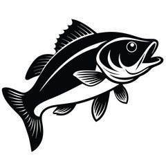 Fototapeta premium Silhouette bass fish illustration Generative AI. 