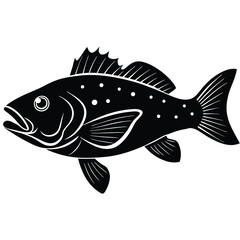 Fototapeta premium Silhouette grouper fish illustration Generative AI. 